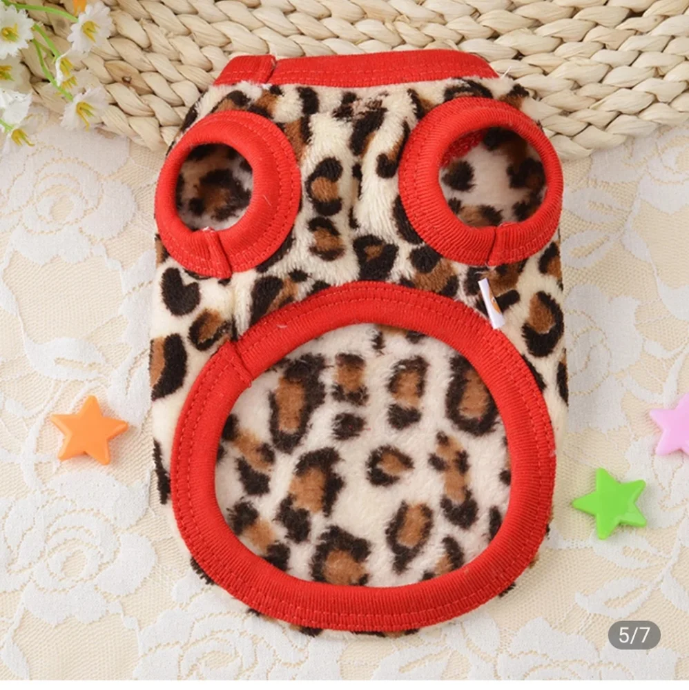 Beautiful Leopard Print Red BowTie Trim Small Animal Outfit.